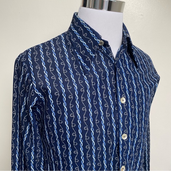 Vintage 70s Chainlink Dagger Collar Button Up Shirt - Picture 9 of 15